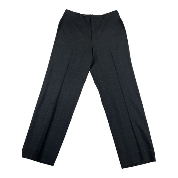 Polo Ralph Lauren Regent 34R Gray Plaid Wool Dress Pants Made in Italy - Picture 1 of 6